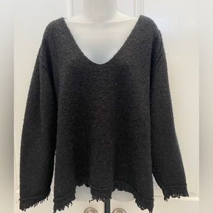 Free People Black Deep Vneck Sweater L